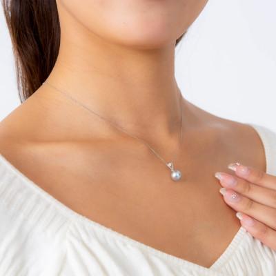 ふるさと納税 神戸市 【星影】ウルトラスカイブルー 無調色 アコヤパール ダイヤモンド PT900 ペンダントトップ |  | 03