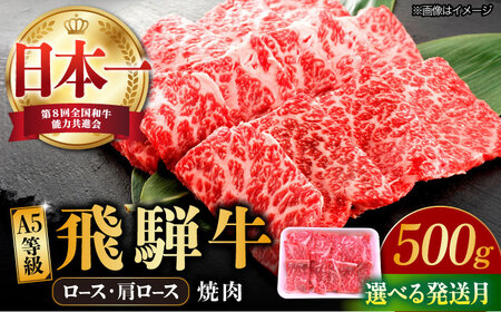【5月発送】飛騨牛 焼肉用 ロース・肩ロース 500g A5等級 [TAZ030-5]