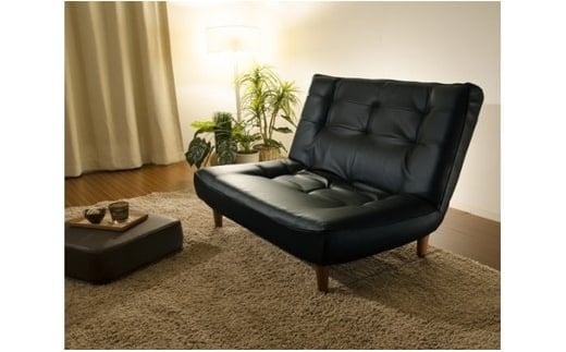 No.548 和楽ハイバックソファ2P　A40PVCレザーブラック ／ 家具 インテリア おしゃれ 椅子 神奈川県