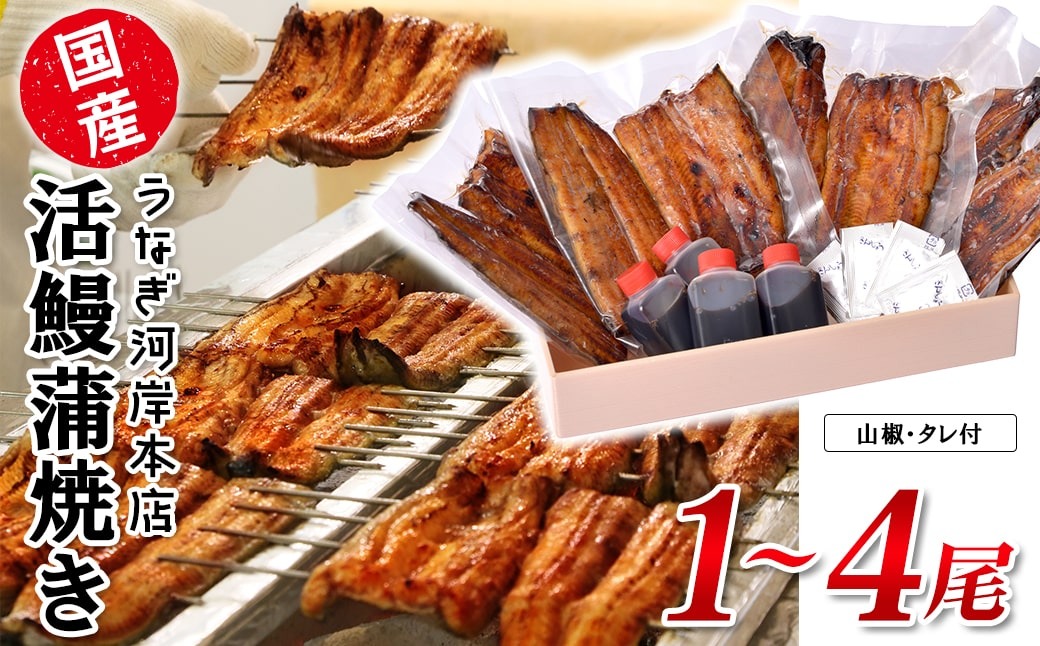 うなぎ河岸本店 【国産】 鰻蒲焼き 山椒/タレ付