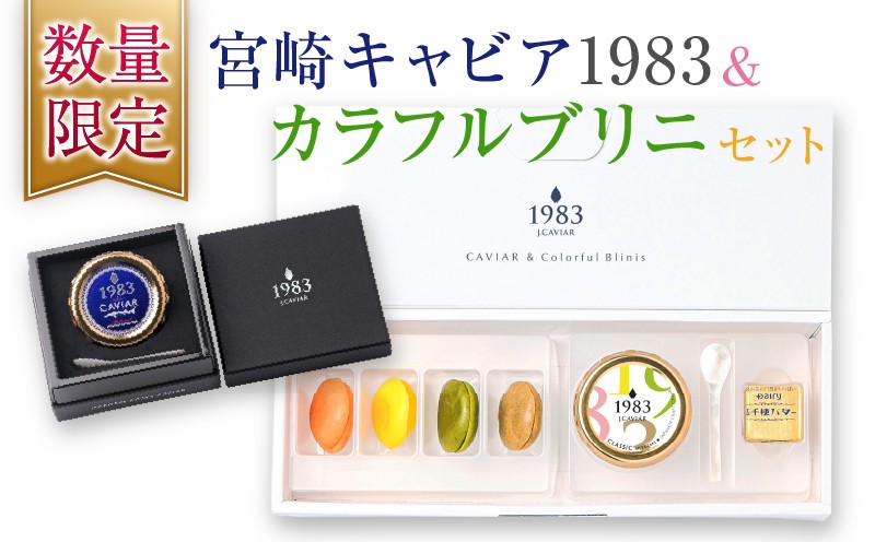 
            数量限定 宮崎キャビア1983 20g カラフルブリニ 日南市ふるさと納税オリジナル セット 魚卵 魚介 魚貝 国産 おつまみ 三大珍味 黒いダイヤ 贅沢 高級 ご褒美 お祝い 記念日 おすすめ パーティー オードブル 詰め合わせ 送料無料_JB4-25
          