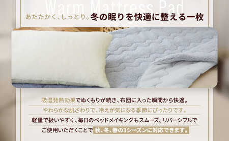 【ロマンス小杉】吸湿発熱シープボア あたたか敷きパッド クイーン＜ベージュ＞｜京都 寝具専門店 人気 あったかい 寝具