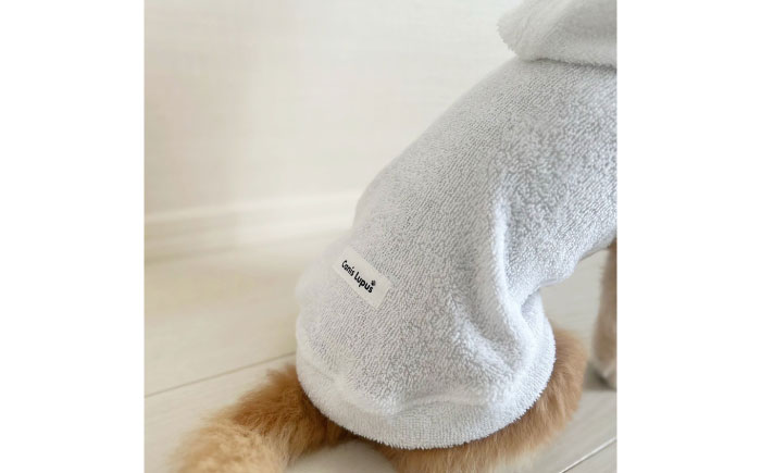 タオル地パーカー ホワイト （ワンちゃん用）（SS/S/MM/Mサイズ） / ドッグウェア ペット用品 犬用 服 お揃い タオル地 パイル / 佐賀県 / Canis Lupus [41AAAN009