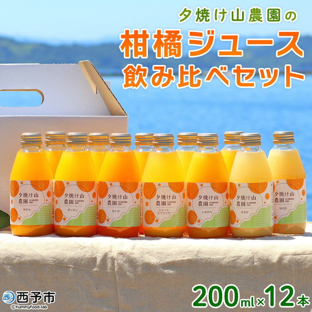【ふるさと納税】＜夕焼け山農園の柑橘ジュース 飲み比べセット 200ml×12本＞ 6種 12本 ストレートジュース 柑橘 果物 みかん 蜜柑 ミカン 200ml 詰め合わせ セット ギフト ご自宅用 フルーツ 夕焼け山農園 特産品 愛媛県 西予市【常温】『1か月以内に順次出荷予定』