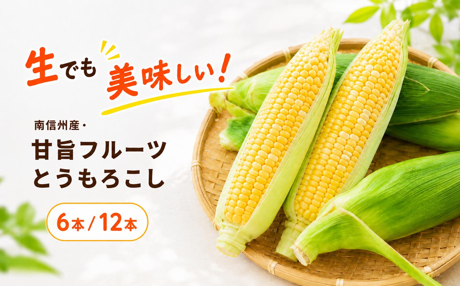 
                  生でも美味しい! 南信州産 ・ 甘旨 フルーツとうもろこし 【選べる内容量】＜2026年8月上旬～発送＞| テトテ農園 とうもろこし トウモロコシ 野菜 ジューシー 農家直送 栄養 健康 生食 茹で 焼き おやつ おつまみ 長野県 飯田市 信州
                
