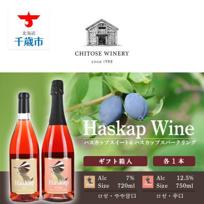 ふるさと納税 千歳市 千歳ワイナリー ハスカップスイート720ml×1本&amp;スパークリング750ml×1本＜ギフト箱入＞
