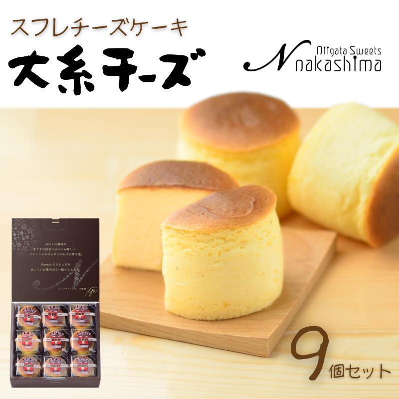 【ふるさと納税】スフレチーズケーキ 『大糸チーズ』 9個入り 1箱 優しい味わい ギフトにもおすすめ 新潟県 糸魚川市 ナカシマ 一番人気のやわらかな口どけ のし対応可 チーズケーキ スイーツ 洋菓子 お歳暮 お中元 贈答