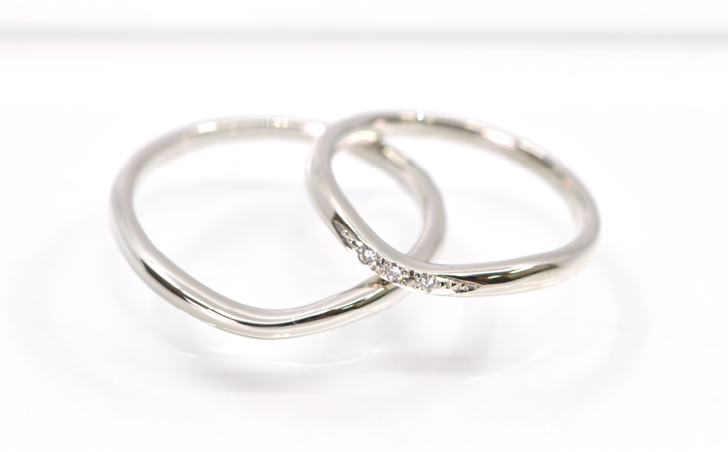 プラチナ製(Pt950) マリッジリング2本セットJタイプ ALPER078