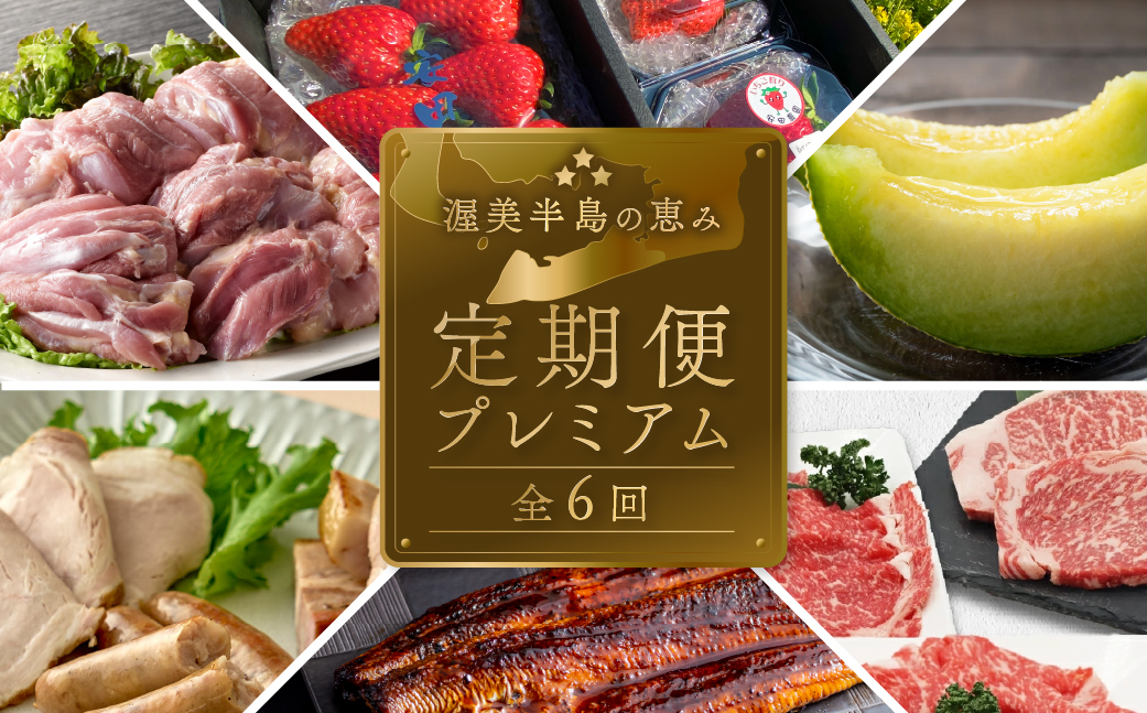 渥美半島の恵み どうまい 定期便 プレミアム 全6回 （ いちご、鶏肉、古田メロン、青うなぎ、ハムソーセージセット、田原牛 ） ご当地 人気 頒布会