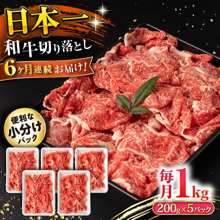 【ふるさと納税】【6回定期便】長崎和牛 切り落とし 1kg/月（総計6kg） / 牛肉 切り落とし 切りおとし きりおとし すき焼き 小分け / 大村市 / おおむら夢ファームシュシュ[ACAA231]