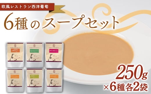 
6種のスープセット (1袋250g×6種類 各2袋 計12袋) 『欧風レストラン 西洋葡萄』 山形県 南陽市 [2004]
