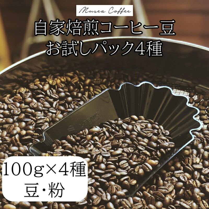 【ふるさと納税】10-105自家焙煎コーヒー豆　お試しパック4種　100g×4