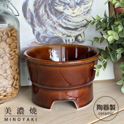ふるさと納税 瑞浪市 美濃焼 陶器製ペット用フードボウル【丸高台プレーンフードボウル(M/ブラウン)pet112】