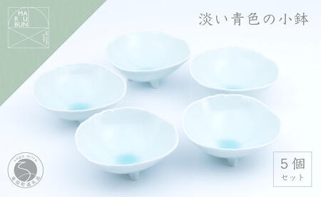 有田焼 淡い青色の美しい小鉢 5個セット まるぶん 5客セット 食器セット デザート皿 取り皿 おもてなし小鉢 小料理屋 上品な小鉢 お洒落 ブルー パステルカラー 30000円 3万円 A30-702