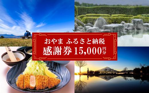 おやま ふるさと納税 感謝券 15,000円分（1,000円券×15枚）【 感謝券 チケット 利用券 静岡県 小山町 買い物 食事 宿泊 】