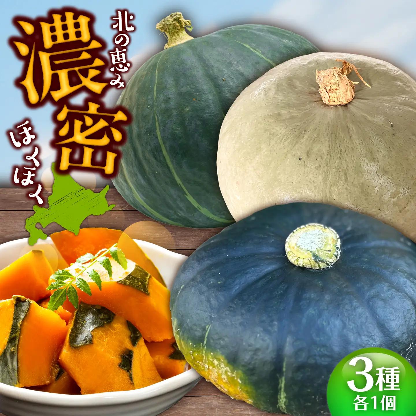 【先行予約】北海道 かぼちゃ ダークホース・とっておき・特濃こふき 3種類×1個 【9月中旬以降発送】足寄町/足寄アグリバイオ株式会社 [BEAC012]