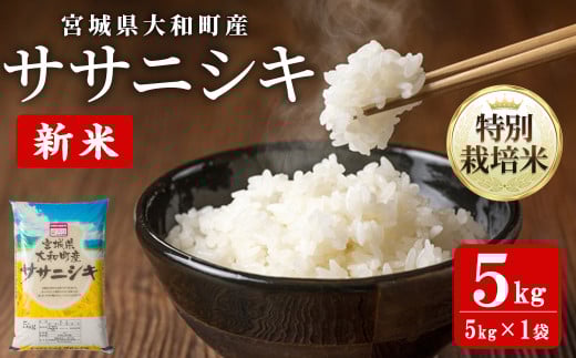 【令和7年産 新米】特別栽培米 ササニシキ 5kg お米 おこめ 米 コメ 白米 ご飯 ごはん おにぎり お弁当【農事組合法人若木の里】ta533