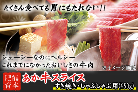 熊本県産 あか牛スライス（すきやき・しゃぶしゃぶ用）450g 鍋 焼き肉 厳選 肉のみやべ あかうし 熊本県御船町《120日以内に出荷予定(土日祝除く)》