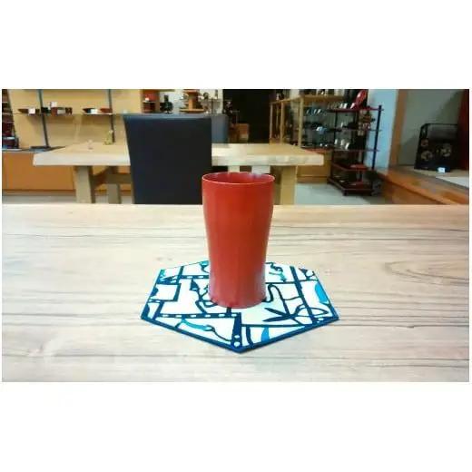 ≪木曽漆器≫ 缶ビール 丸ごとカップ 赤スリ
