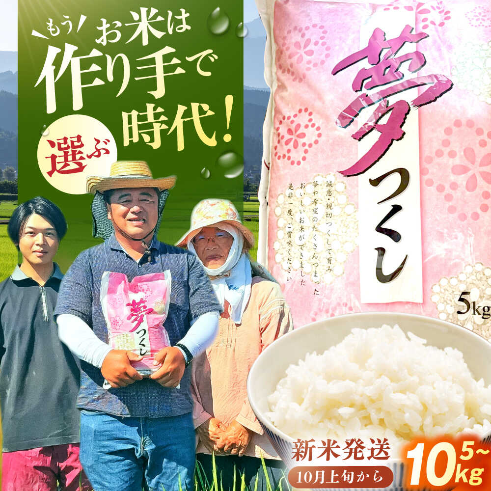 【ふるさと納税】【選べる容量】【★新米先行予約★ 2025年10月より発送】令和7年産 福岡県産米 夢つくし5kg-10kg（5kg×1袋or2袋） 広川町 / たなか農産[AFCJ001]