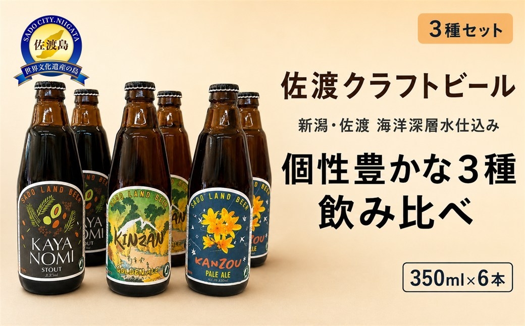 
                  【佐渡のクラフトビール6本】金山（ゴールデンエール）×2＋カンゾウ（ペールエール）×2＋新之助（スタウト）×2 各350ml 佐渡海洋深層水仕込み | 新潟のクラフトビール 佐渡のビール 地ビール クラフトビール ビール beer お酒 酒 缶ビール 飲みくらべ にいがた さど 新潟県 佐渡市
                