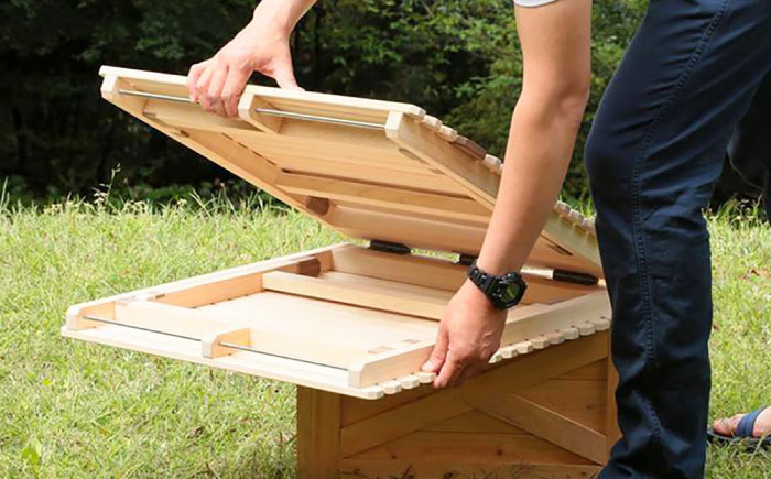 ウォールナット 2つ折りキャンプテーブル KUROSON400-F / アウトドア アウトドアグッズ キャンプ テーブル 折りたたみ ウォールナット 人気 おすすめ 【196｜ひのきのキャンプ用品】 