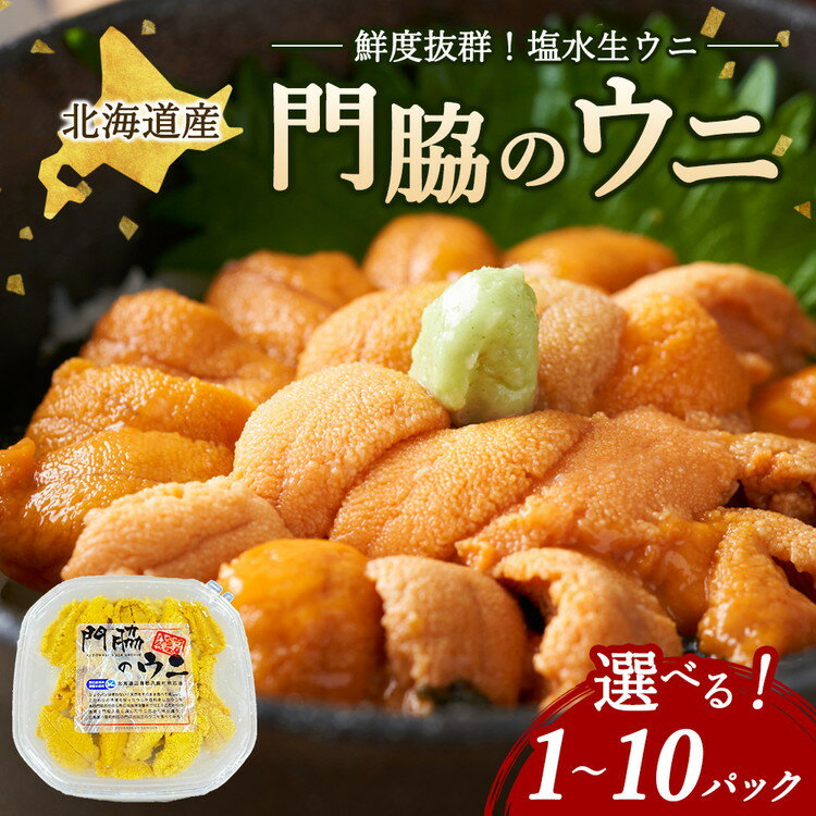 【ふるさと納税】【容量選択可能】鮮度抜群！「門脇のウニ」北海道産 塩水生ウニ 100g入り　1〜10パック ※沖縄・離島への配送不可 ※2026年5月中旬頃より順次発送予定