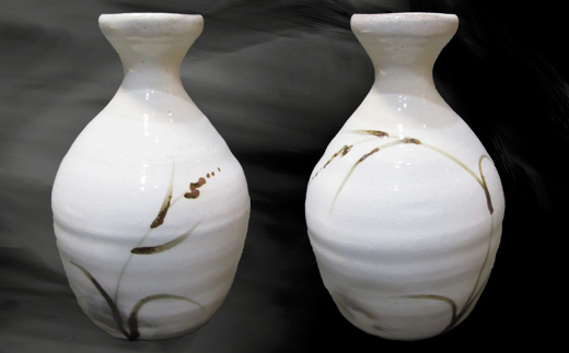 唐津焼 絵粉引唐津酒器セット(登り草) 徳利1個・ぐい飲み2個 お酒「2025年 令和7年」