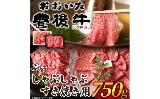 訳あり！おおいた豊後牛しゃぶしゃぶすき焼き750gセット | 和牛 豊後牛 国産牛 赤身肉 すき焼き しゃぶしゃぶ 家庭用 大分県産 九州産 津久見市 国産