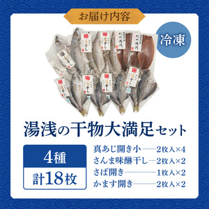かね七商店　湯浅の干物大満足セット　小あじ・かます・さば・さんま味醂干し計１８枚_AD6102