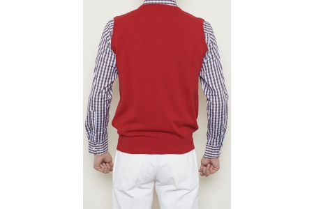 日本製 カシミヤ100% Vベスト 赤 Lサイズ [2518]