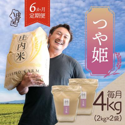 ふるさと納税 庄内町 【6か月定期便!】庄内米 吉祥ファーム つや姫 4kg<5月中旬発送>ブランド米 米 お米の定期便