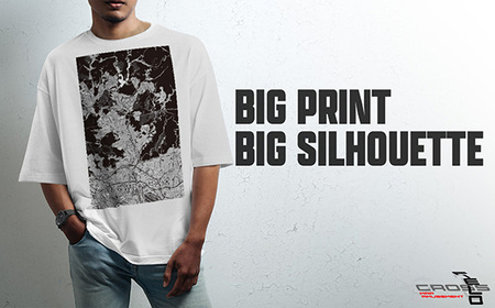 【川西】地図柄ビッグシルエットTシャツ（ホワイト）Lサイズ［No.344-03］