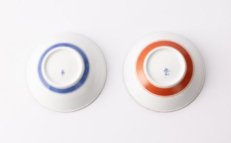 いげ皿丸鉢染ソフィア(赤青)16cm2点 NAZ508 