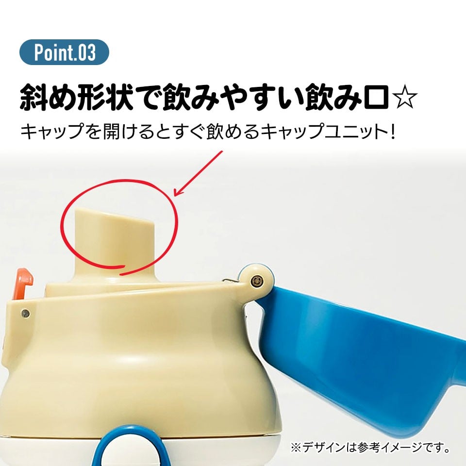 斜め形状で飲みやすい飲み口
