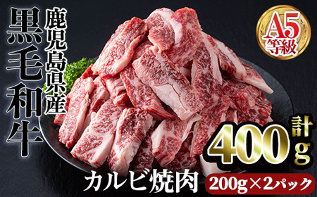 A5等級 鹿児島県産 黒毛和牛 カルビ 焼肉 (計400g・200g×2パック×1回)  黒毛和牛【カミチク】A749