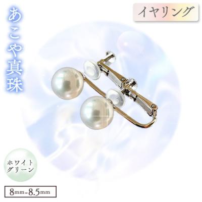 ふるさと納税 笠岡市 あこや真珠(ホワイトグリーンのイヤリング8.0mm〜8.5mm)ケース付き【F-02-WG ER】