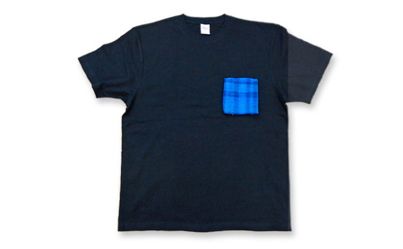 胸ポケット付きTシャツ Mサイズ 半袖 洋服 手織り 男女兼用 選べる ポケット 色 コットン 新潟市 ポケット青