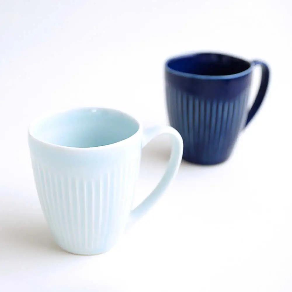 【波佐見焼】 しのぎ マグカップ ペアセット（瑠璃・青磁） 食器 皿 【一龍陶苑】 [CC13]  波佐見焼