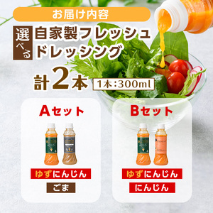 ＜お試し＞自家製フレッシュドレッシング にんじん2種セット(ゆずにんじん・ごま/計2本) ふるさと納税 箕面市 特産品 大阪府 箕面市 ドレッシング 野菜 ごま にんじん ゆずにんじん セット ギフト