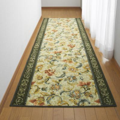 ふるさと納税 和泉市 日本製 廊下カーペット 65cm×340cm 【オリエンタル更紗】 滑り止め加工 (グリーン)
