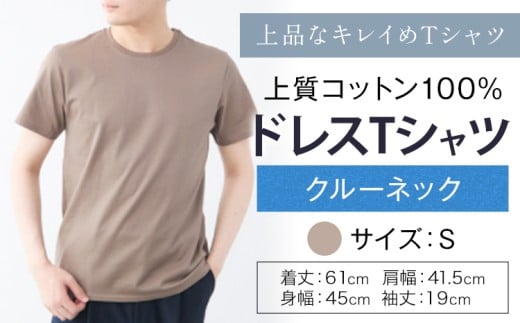 上質コットン100%のドレスTシャツクルーネック サイズ S カラー カーキベージュ ライフスタイルアクセント《30日以内に出荷予定(土日祝除く)》 和歌山県 紀の川市 コットン100% メンズ Tシャツ 半袖 フォーマル カジュアル 送料無料
