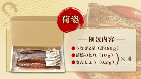 鰻 うなぎ 蒲焼 中国産 / うなぎ蒲焼 2尾 計約480g （タレ・山椒付き）1尾で約240gのビッグサイズ 鰻 うなぎ うなぎの蒲焼 炭火焼き 炭火 中国産【nks700RO】