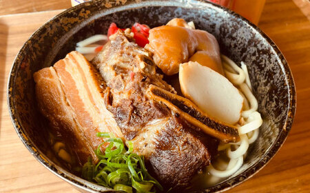 沖縄そば 【肉ぜんぶ盛り！】だるまそば 4食セット (三枚肉・ソーキ・軟骨ソーキ・てびち)   BCAO001 そば 