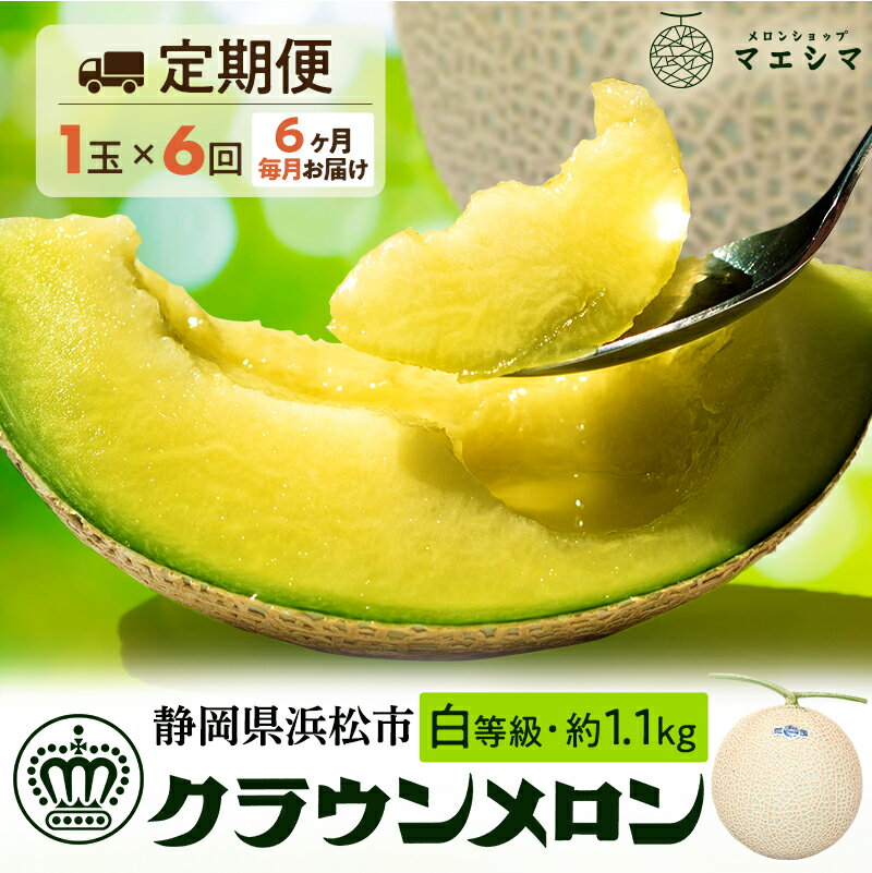 【ふるさと納税】【6ヶ月定期便】クラウンメロン 白等級 1.1kg前後 1玉入り