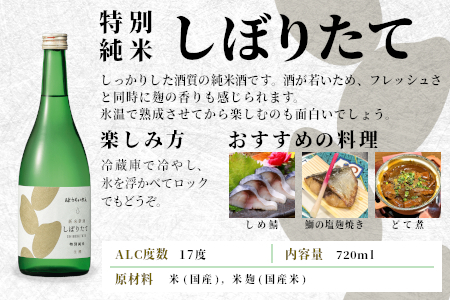 期間限定酒★ 純米しぼりたて720ml 吟醸しぼりたて720ml 2本セット 関谷醸造 蓬莱泉 ほうらいせん -337