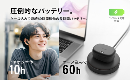 【VGP2025受賞】 完全ワイヤレスイヤホン FUNLOGY Earbuds ブラック | ノイズキャンセリング ノイキャン 外音取り込み Bluetooth5.3 マルチポイント 60時間再生 ワ