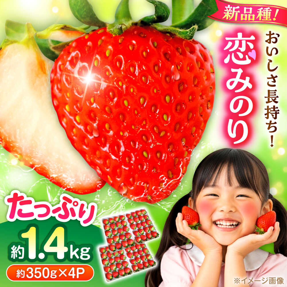 【ふるさと納税】【先行予約】いちご 恋みのり 百花園ファーム 約1.4kg（約350g×4P）20粒/P Lサイズ 【亀井通産 株式会社】[AYBQ031]