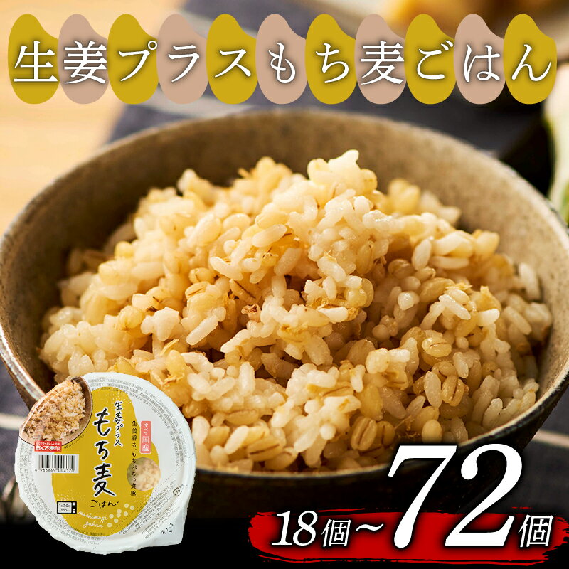【ふるさと納税】 選べる 個数 生姜プラスもち麦 ごはんパック 160g 18個-72個 生姜 もち麦 米 ごはん ご飯 こめ パックライス パックご飯 パックごはん ご飯パック ごはんパック パック ライス 備蓄 防災 レンジ 温めるだけ 健康 ダイエット レトルト 国産 食物繊維 個包装