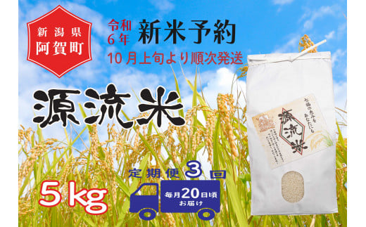 《令和6年産米》【定期便】3回　源流米　コシヒカリ5kg（1袋） ～七福の恵をあなたにも～